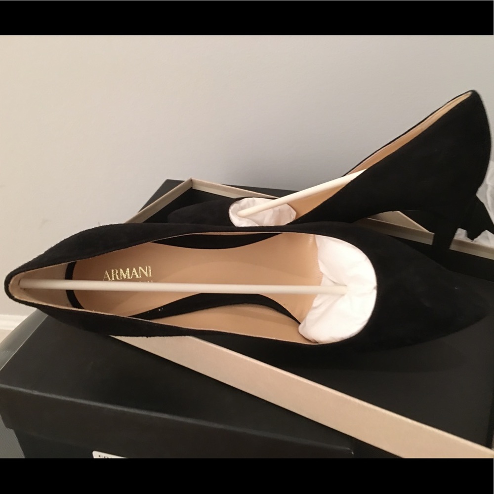 Brand new Armani Collezioni black suede heels